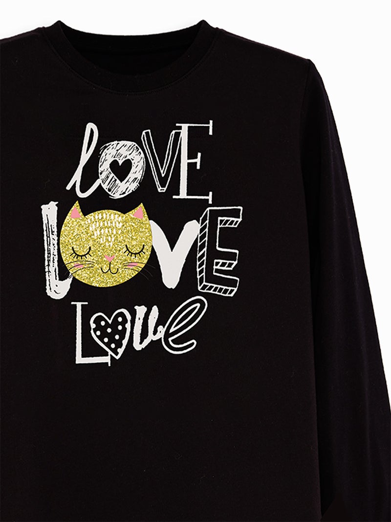 Denokids Love Cat Girl T-shirt Leggings Set - Image 5